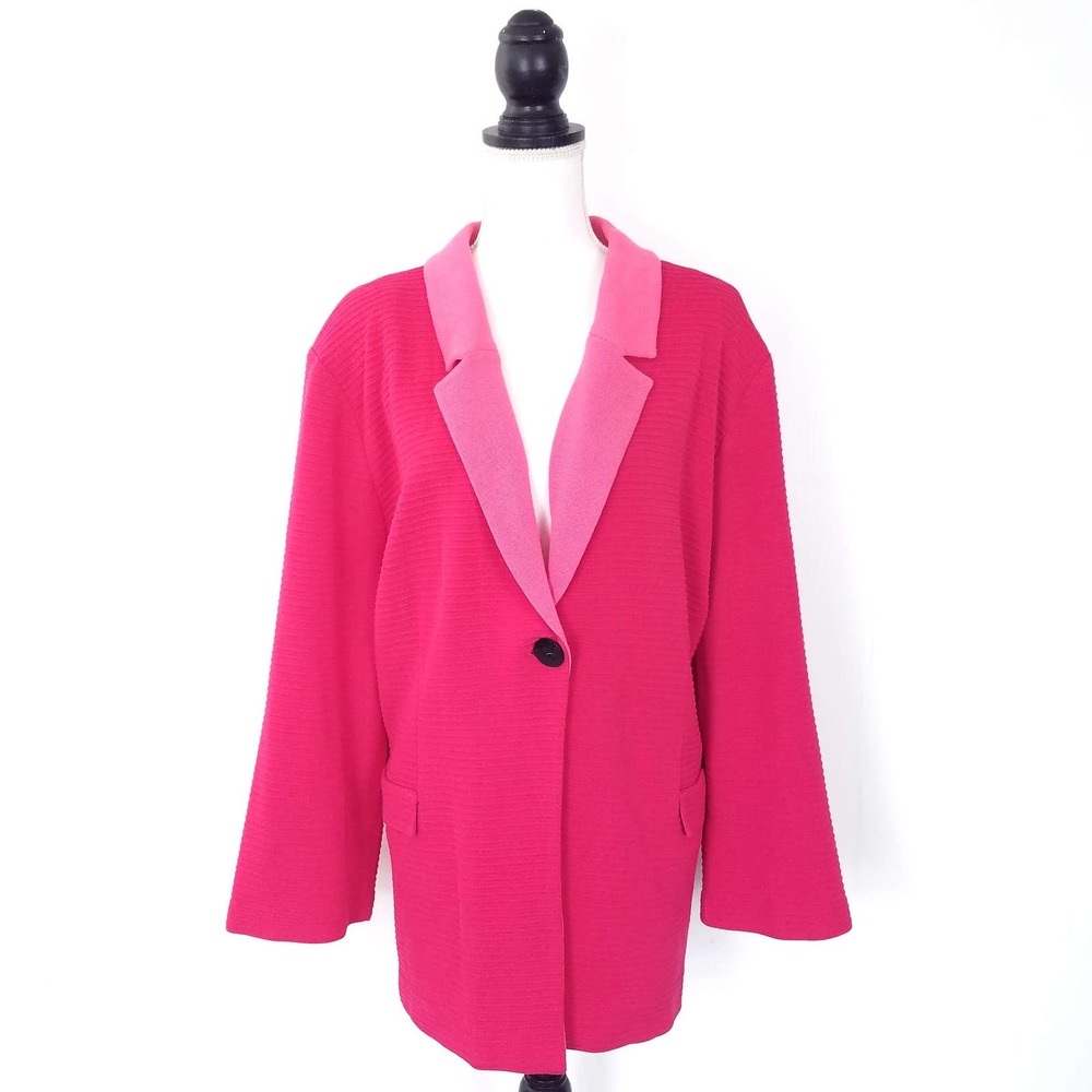 Misook Pink, Fuscia Blazer with Bold Collar